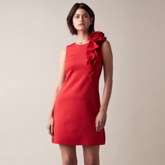 Jason Wu Red Sexy Valentine Day Cocktail Rosette Shoulder Formal Party Dress Med - Picture 4 of 13